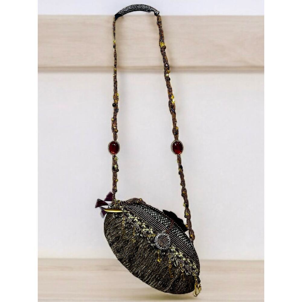 Vintage Mary Frances Silk Brocade Beaded Floral Shoulder Bag - Picture 4 of 12